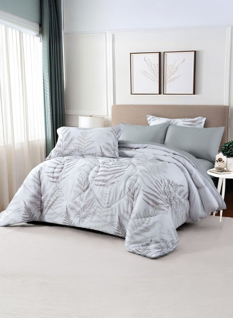 مفارش الحبيب مفرش نوفا صيفي مزدوج خامة ألياف ناعمة 100% يتناسب مع سرير 200x200 سم مع الحشوة غير قابل للنزع لون رصاصي- 6 قطع - Image 2